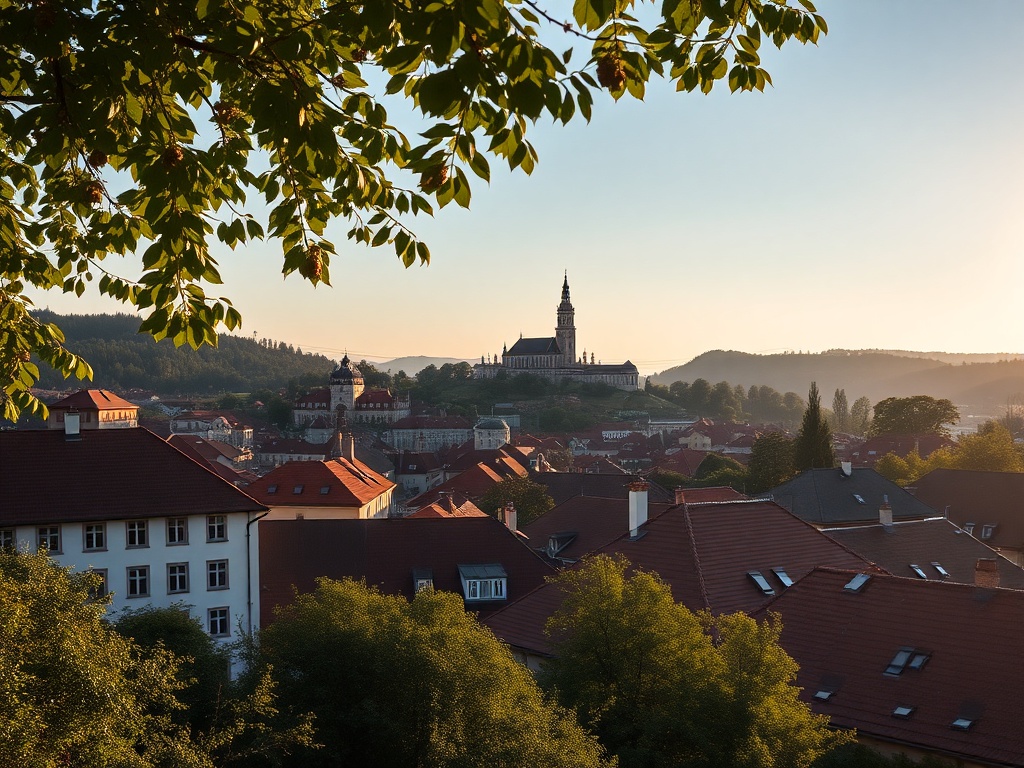 Logo "Magiczny Kraków" z tekstem "Pomoc dla uchodźców w znalezieniu zatrudnienia" na tle panoramy miasta.