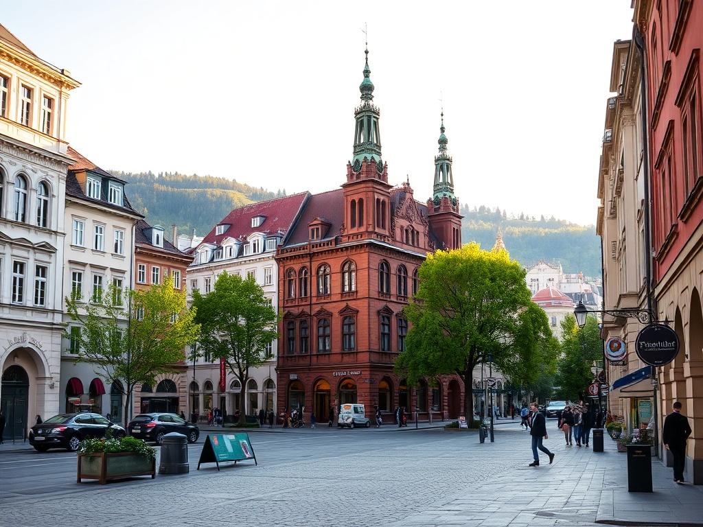 Mapa Krakowa z zaznaczonymi ścieżkami rowerowymi i ikonami wydarzeń kulturalnych, podkreślająca Kraków jako miasto bezpieczeństwa rowerowego i kultury.