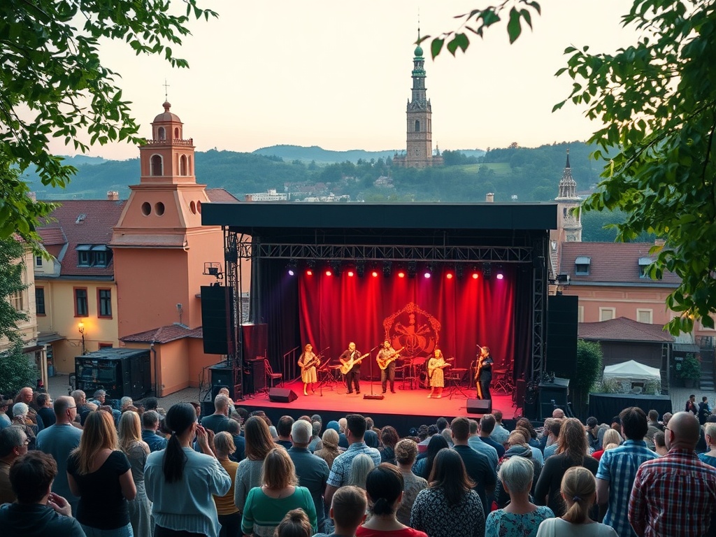 Plakat lub zdjęcie z przedstawienia teatralnego lub operowego w Krakowie, ilustrujące wydarzenia kulturalne.