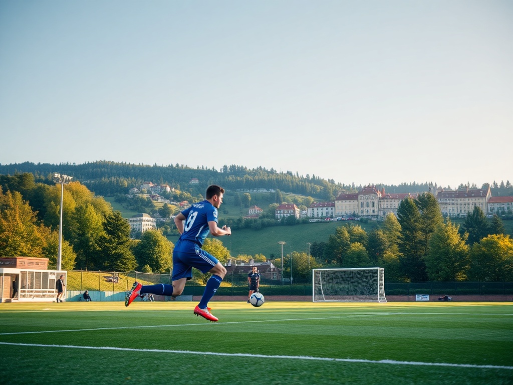 Piłkarze Wieczystej Kraków i Wisły Kraków na boisku, symbolizujący rywalizację i potencjalne zmiany w klubach.