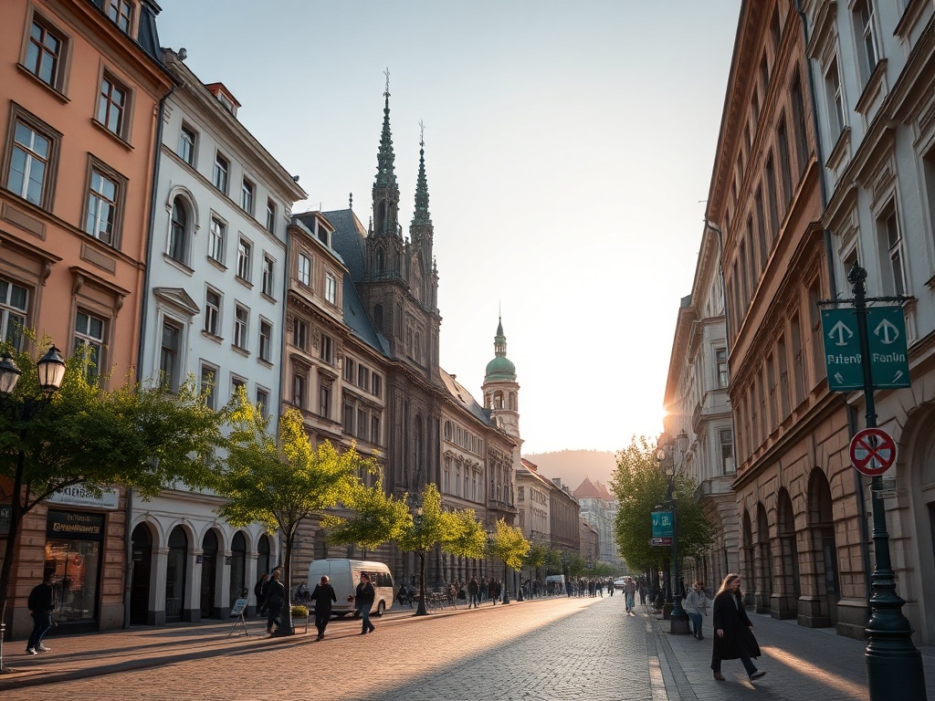 Ilustracja przedstawiająca nowoczesną platformę komunikacyjną i symbol muzyki, nawiązująca do dialogu obywatelskiego i kultury w Krakowie.