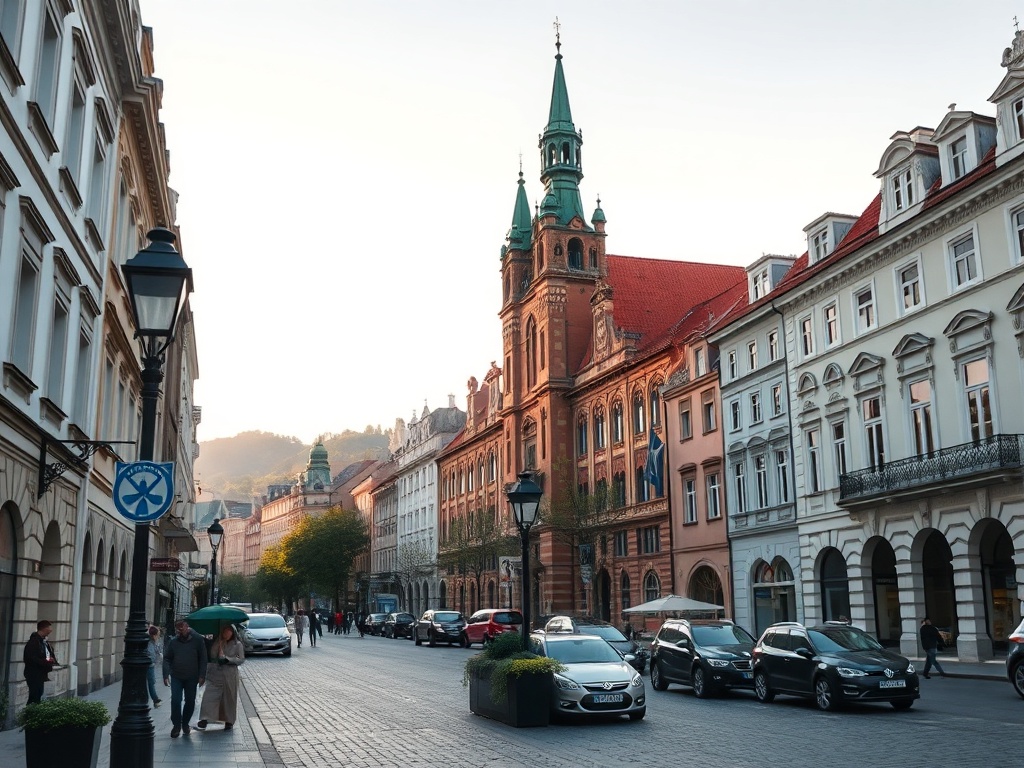 Mieszkańcy Krakowa wybierają chleb w lokalnej piekarni, podczas gdy w tle toczy się kampania polityczna z wykorzystaniem AI.