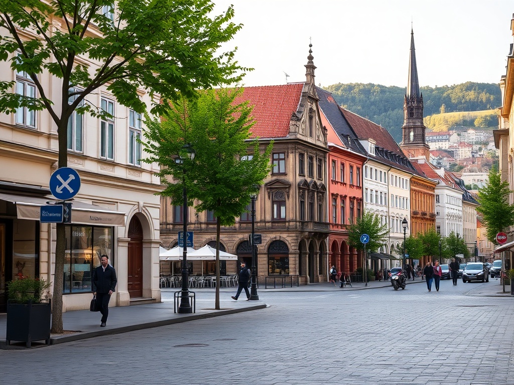 Symboliczne przedstawienie miasta Kraków z elementami symbolizującymi edukację i politykę
