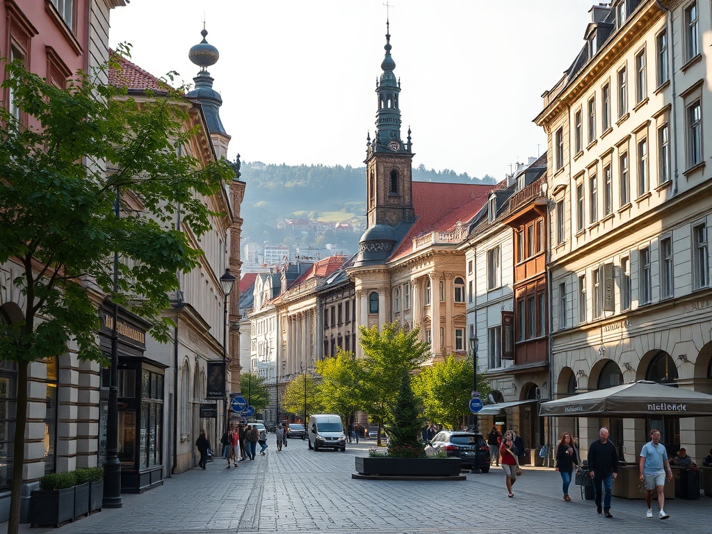 Ilustracja symbolizująca Kraków, zestawienie sceny koncertowej z boiskiem sportowym, nawiązująca do Wieczystej i Alvaro Solera.